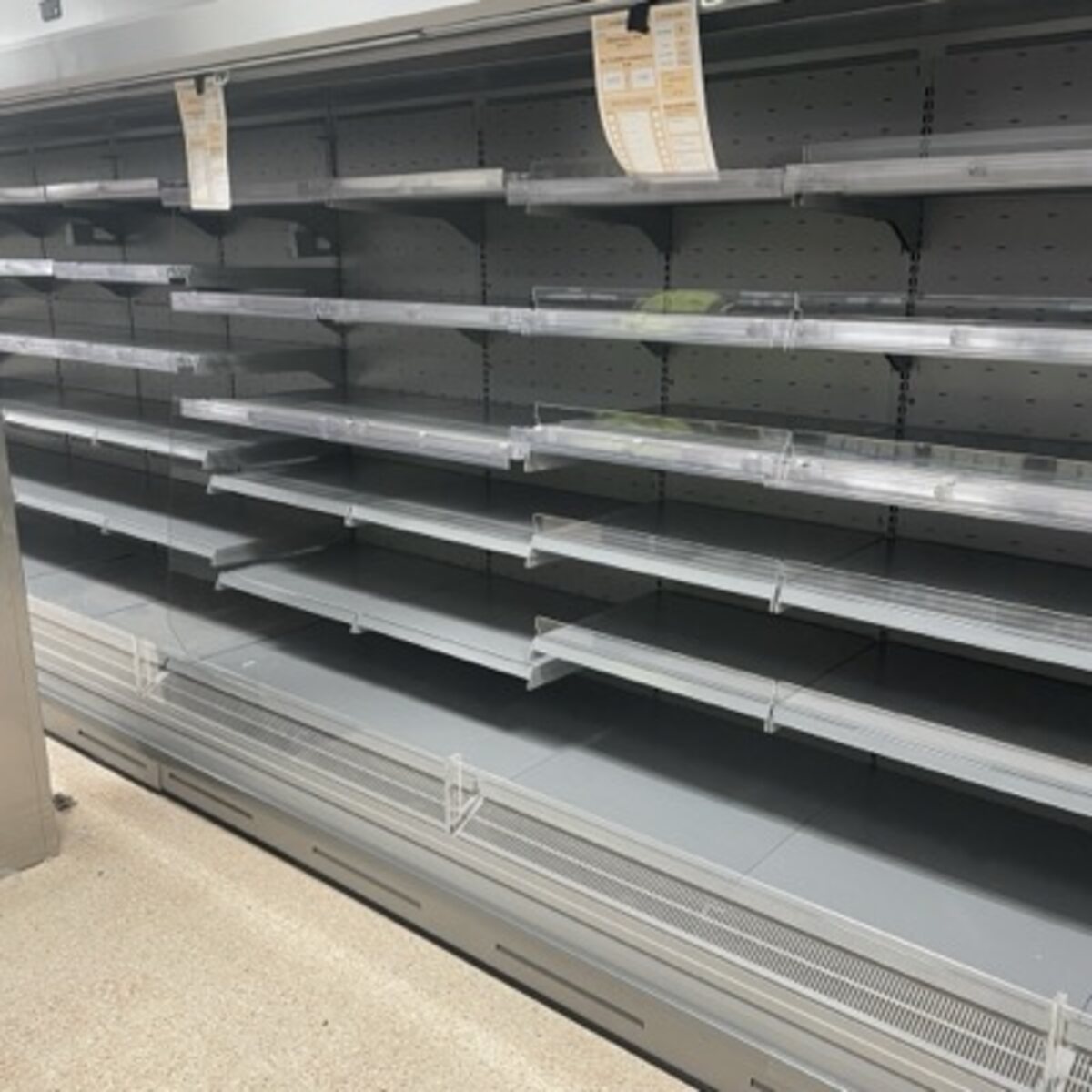 Refrigerated retail shelving installation